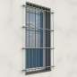 Preview: Fenstergitter aus Edelstahl Rundrohr ø 26,9 mm, Montage vor der Fensterlaibung. Höhe 1600 - 2300 mm / 4 Gurte